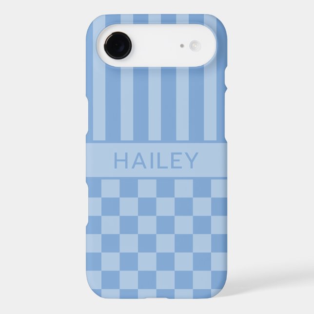 Blue Chequered Striped Personalised (Back)