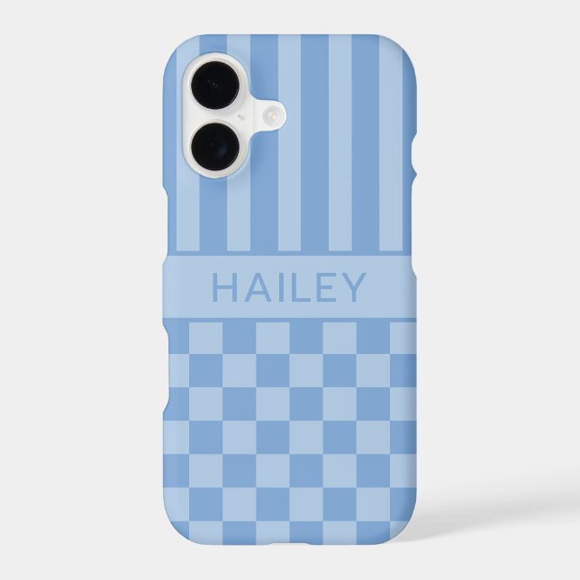 Blue Chequered Striped Personalised (Back)