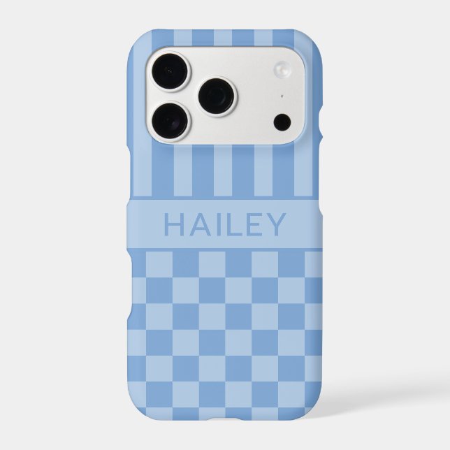 Blue Chequered Striped Personalised (Back)
