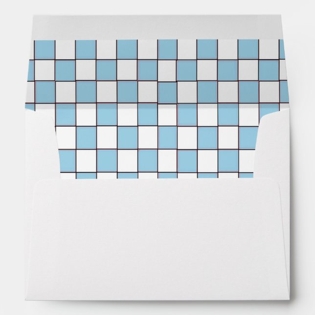 Blue chequered tablecloth Baby Q BBQ pattern Envelopes (Back (Bottom))