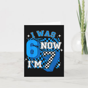 Blue chequered was 6 7 funny 67 birthday boy card