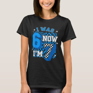 Blue chequered was 6 7 funny 67 birthday boy T-Shirt