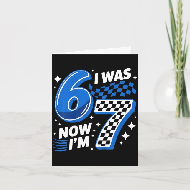 Blue chequered was 6 7 funny 67 birthday boys card (Front)