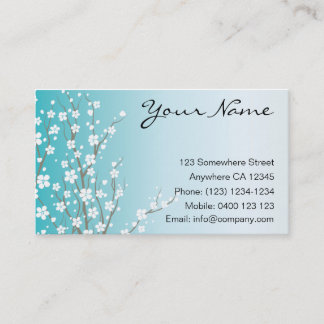 Blue Cherry Blossom Business Card