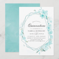 Blue Cherry Blossom Geometric Spring Quinceañera