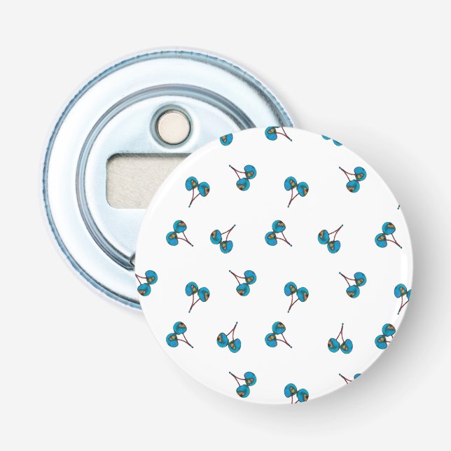 Blue Cherry Pattern Bottle Opener (Front)