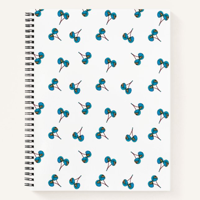 Blue Cherry Pattern Notebook (Front)