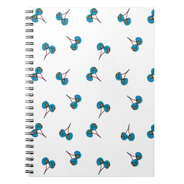 Blue Cherry Pattern Notebook (Front)