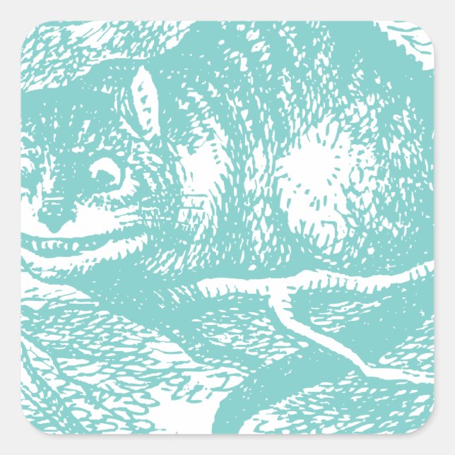 Blue Cheshire Cat Square Sticker (Front)