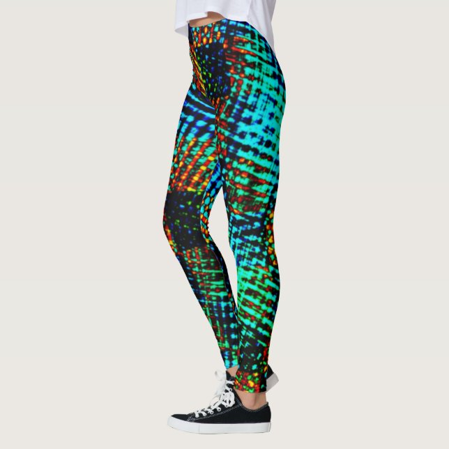 Blue chess, green scratch, red, false dirty stain leggings (Left)