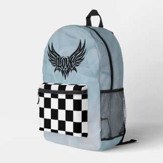 Blue chess love design printed backpack