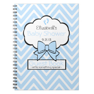 Blue Chevron Baby Shower Guest Book- Notebook