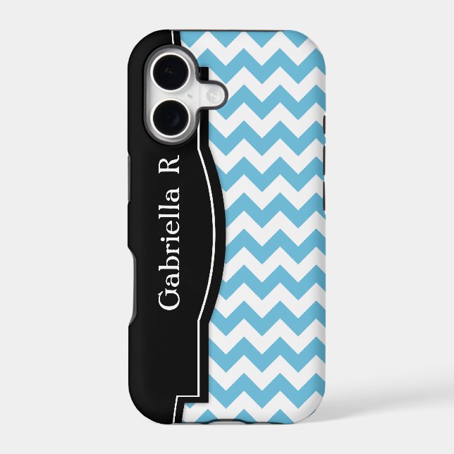 Blue Chevron Black Frame iPhone 5 case (Back)