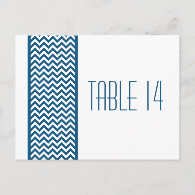 Blue Chevron Border Table Number Postcard (Front)