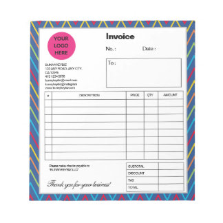 Blue Chevron Company Business Shop Invoice Notepad