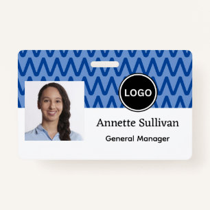 Blue Chevron   Company Logo & Bar code   Employee ID Badge