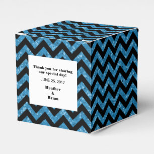 Blue Chevron Glitter Favour Box