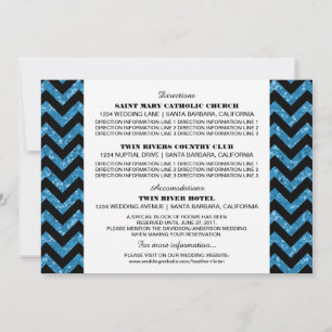 Blue Chevron Glitter Information Card