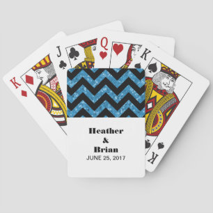 Blue Chevron Glitter Playing Cards