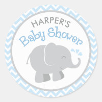 Blue Chevron Grey Elephant Baby Shower