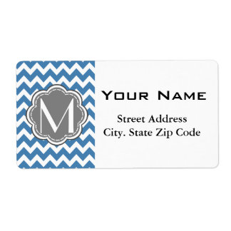 Blue Chevron, Grey Floral Custom Monogram