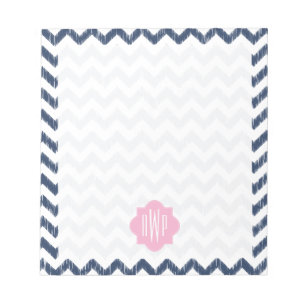 Blue Chevron Ikat Monogrammed Notepad