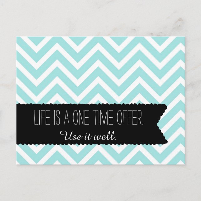 Blue Chevron LIFE Quote - Motivational - Postcard (Front)
