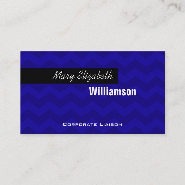 Blue Chevron Modern Professional Business Cards (Front)