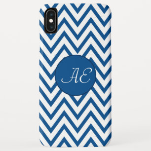 Blue Chevron Monogram Modern Case-Mate iPhone Case