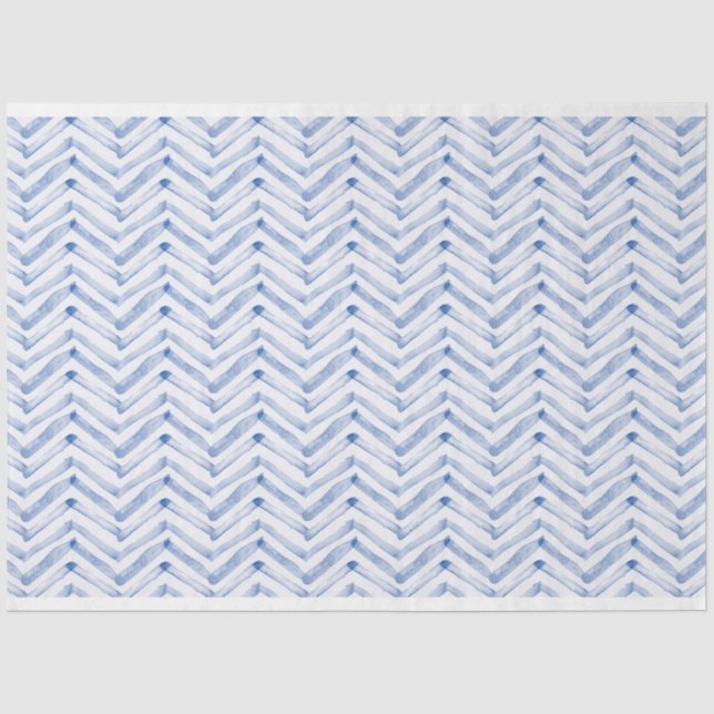 blue chevron pattern decoupage tissue paper (Front)