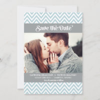 BLUE CHEVRON PATTERN | SAVE THE DATE ANNOUNCEMENT