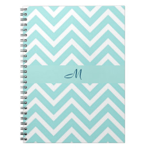 Blue chevron pattern with monogram notebook
