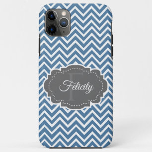 Blue Chevron Personalised iPhone Case