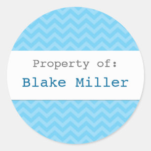 Blue chevron personalised sticker