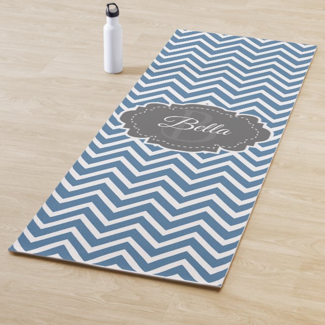 Blue Chevron Personalised Yoga Mat (In Situ)