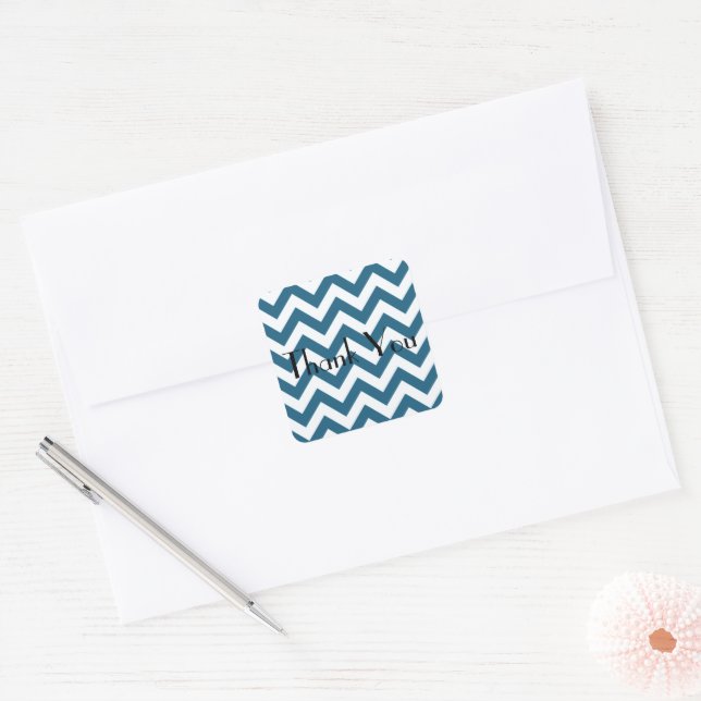 Blue Chevron Thank You Stickers (Envelope)