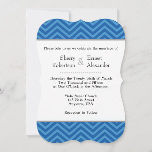 Blue Chevron Wedding Invitations