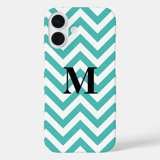 Blue Chevron with Monogram Case-Mate iPhone Case (Back)