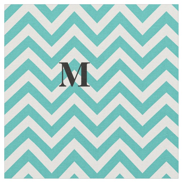 Blue Chevron with Monogram Fabric (Close Up)