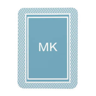 Blue Chevron with Monogram Magnet