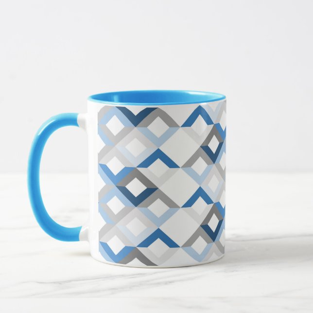 blue chevrons coffee mug (Left)