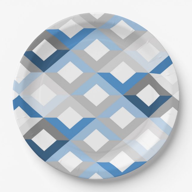 blue chevrons paper plates (Front)