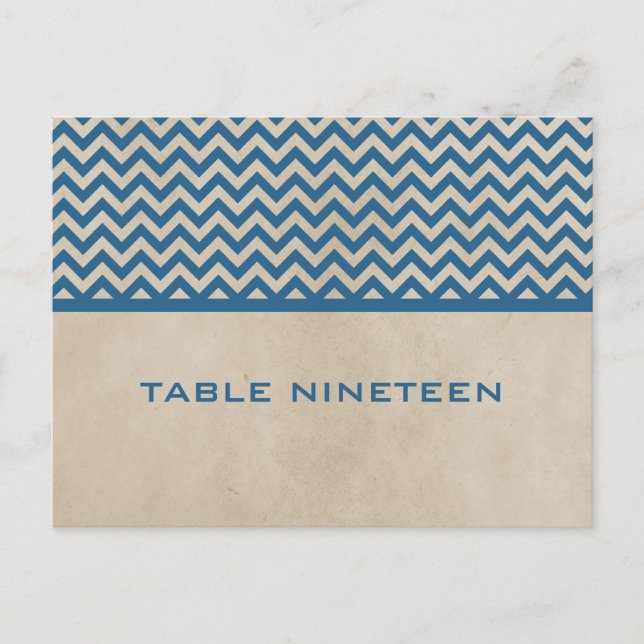 Blue Chic Chevron Table Number Postcard (Front)