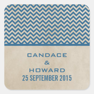 Blue Chic Chevron Wedding Stickers
