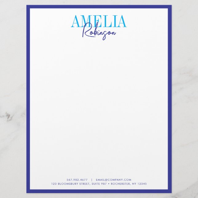 Blue Chic Contrast Stylish Letterhead (Front)