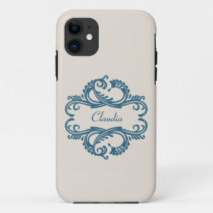 Blue Chic Damask BT iPhone 5 Case