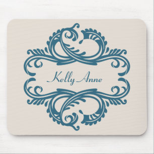 Blue Chic Damask Mousepad