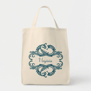Blue Chic Damask Tote Bag