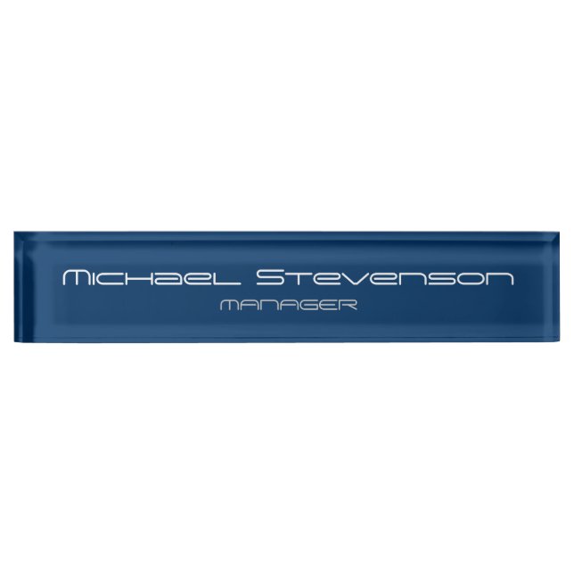 Blue Chic Elegant Modern Desk Nameplate (Front)