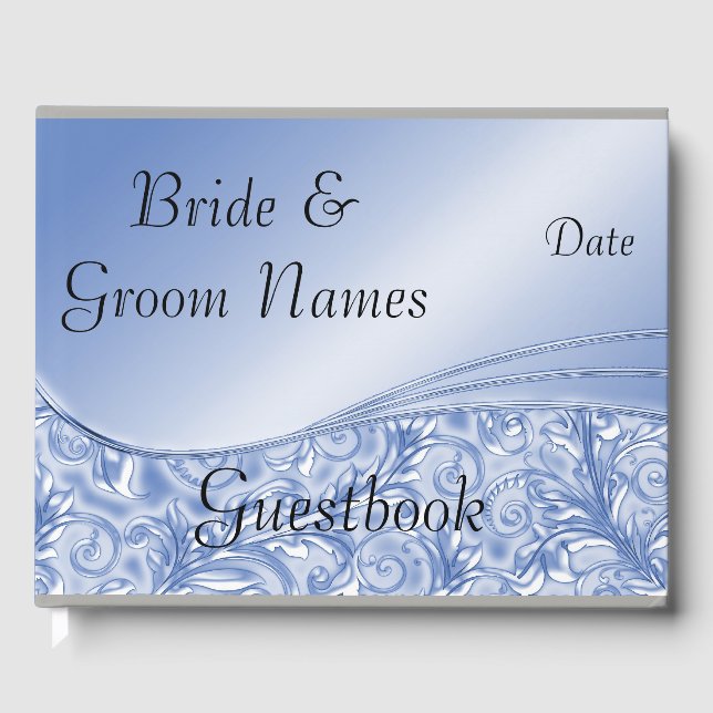 Blue Chic Formal Wedding or Shower Guestbook (Front)